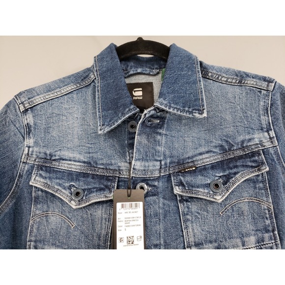 NEW SMALL G-Star RAW Arc 3D Denim Jacket Women's Faded Santorini Stretch Jean - Picture 2 of 5